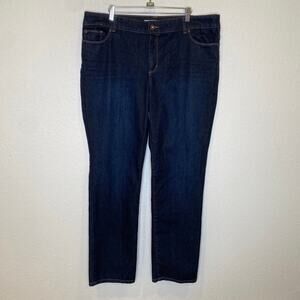 Chico’s Dark Blue Wash Platinum Denim Jeans Ultimate Fit Slim Leg Sz 16